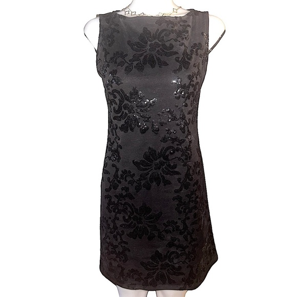 Bebe Black Sequin Cocktail Dress Sleeveless Size Small Like New - Picture 2 of 9
